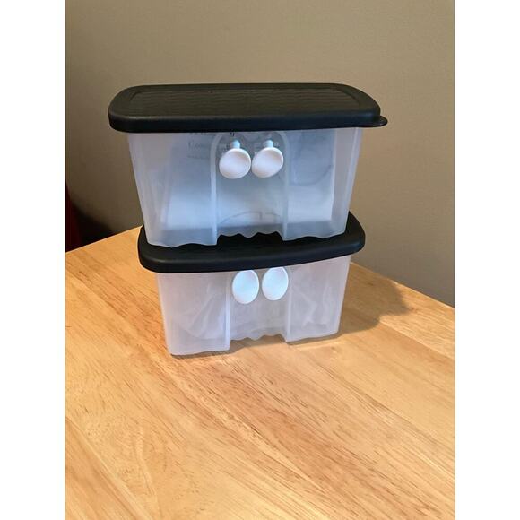 2 Fridgesmart Tuppwerware Containers Plastic Black White NWT - Picture 1 of 2